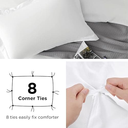 Bedsure Duvet Cover Full Size - Soft Double Brushed Bedding Set for Kids & Adults, Zipper Closure, 3 Pieces, Includes 1 Duvet Cover (80"x90") & 2 Pillow Shams, NO Comforter, White - Full (80" x 90") - 00 - White thumbnail 5