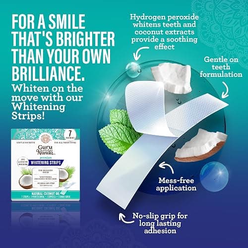 GuruNanda Total Smile Makeover Kit Regular with Cocomint Oil Pulling, Dual Barrel Whitening Mouthwash, Whitening Strips & Butter on Gums Toothbrushes thumbnail 4