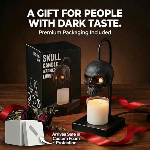 Skull Candle Warmer Lamp with Timer and Dimmer *Candles NOT Included – Black Gothic Candle Lamp Warmer w/Adjustable Height, 2 Light Bulbs – Skull Decor, Goth Gothic Decor Spooky Home & Witchy Gifts thumbnail 6