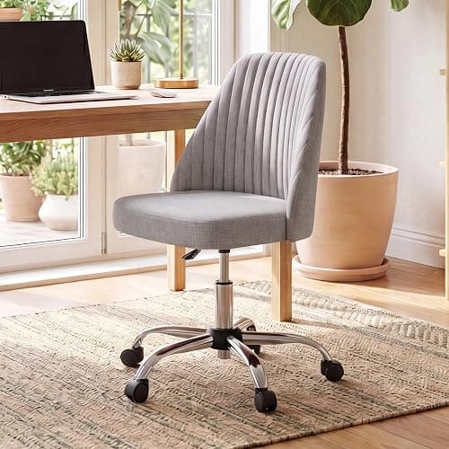 DUMOS Home Office Chair, Comfy Desk Chair with Rolling Wheels | Armless Height Adjustable, Wide Seating, Vanity Swivel Task, Bedroom Student Adults, Classic Grey thumbnail 9