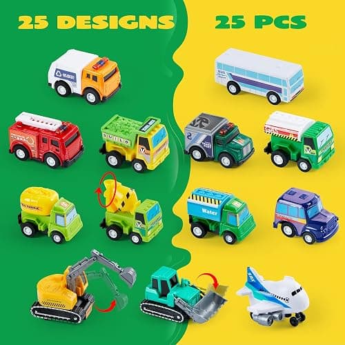 JOYIN Ensemble de Véhicules Jouets Voitures et Camions de Ville de 25 Pièces pour Enfants en Bas âge, Filles et Garçons, Ensemble de Voitures Moulées sous Pression thumbnail 5