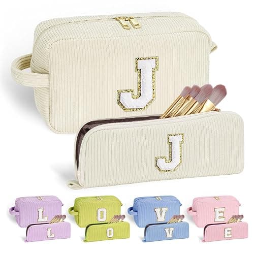 YOOLIFE Initial Travel Makeup Bag Cosmetic Bag - Teen Girl Gifts Trendy Stuff Friend Birthday Gifts for Women Teen Girl Kids - Image 1