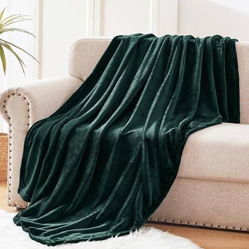 Exclusivo Mezcla Fleece Throw XL Blanket for Couch, Sofa, Super Soft and Warm Forest Green Blankets, All Season, Cozy, Plush, Lightweight, 50x70 Inches thumbnail 4