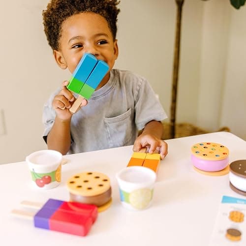 Melissa & Doug Wooden Frozen Treats Ice Cream Play Set (24 pcs) - Play Food and Accessories Food Toys for Toddlers and Kids 3+ thumbnail 8
