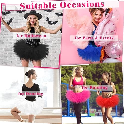 Tutus for Women 5 Layered Adult Tutu Skirts for Women Halloween Tutu for Womens 80s Costume Womens Fully Skirt Tulle Skirt - One Size - Rainbow thumbnail 3