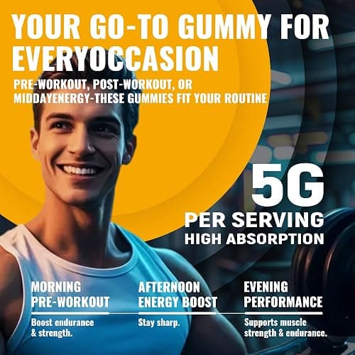 Natures Aid Creatine Monohydrate Gummies (5g) – Pre-Workout Energy & Muscle Growth Support for Men & Women | Orange Electrolyte Gummies (135 Count) thumbnail 9