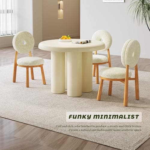 Guyii Cream White Dining Table, Round Kitchen Table, Modern Dining Room Table for Kitchen, Bar, Living Room, Table Only thumbnail 7