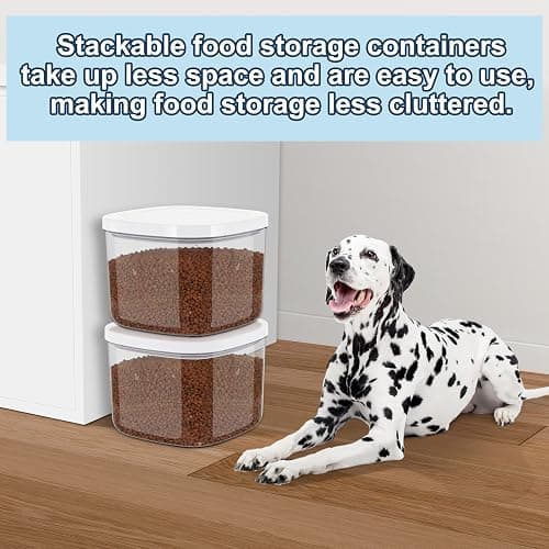 LEAWALK 5-8Lbs/5.28Qt/5L Airtight Dog Cat Food Storage Container and Pet Storage Bin BPA-Free. PET Clear Stackable Dog Treat Containers for Pet Food/Rice/Dry/Cereals/Flour/Sugar/Bread, etc (Medium thumbnail 3