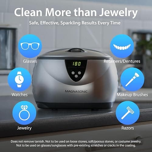 Magnasonic Ultrasonic Cleaner - 20oz Stainless Steel Tank, Digital Timer, 5 Cleaning Modes, Ultrasonic Jewelry Cleaner for All Jewelry, Eyeglasses, Watches, Dentures, Retainers & More thumbnail 3