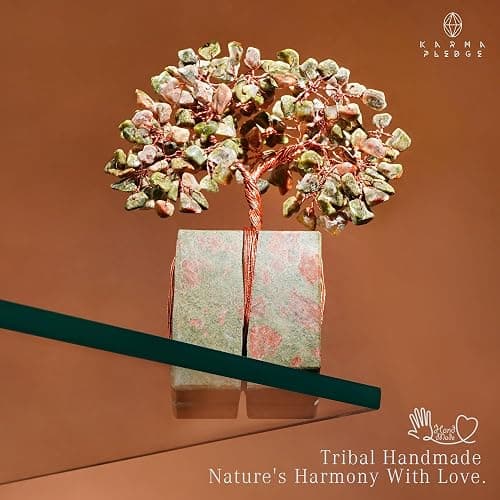Crystal Tree for Birthday Gifts for Women, Handmade Raw Crystal Base Unakite Chakra Healing Crystal Tree of Life for Positive Energy, Money, Good Luck, Christmas Décor, Home and Office Decor thumbnail 6