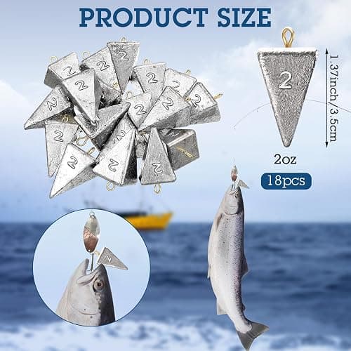 Shimeyao 18 Pieces Pyramid Sinkers Fishing Weights Triangle Fishing Sinkers Rig Pyramid Sinker for Ocean Saltwater Surf Bass Casting Gear Tackle thumbnail 2