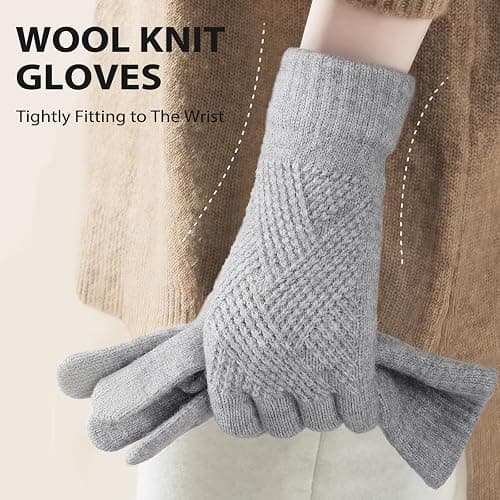 Tavaleu Womens Winter Gloves - Gloves for Women Cold Weather, Warm Touch Screen Fleece Lined Glove, Elastic Cuff Knit Glove thumbnail 6
