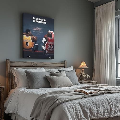 Kobe Bryant and Michael Jordan Canvas Wall Art – “Be Confident Be Legendary” Basketball Legends Duo Poster Print, Inspiring Sports Artwork for Home Office or Game Room Decoration 8x10 in thumbnail 7