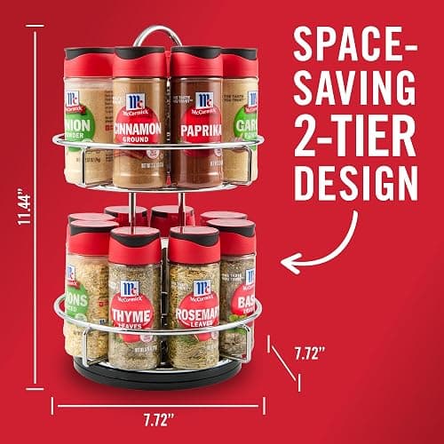 McCormick Spice Rack, Two Tier Chrome, Featuring 16 Herbs & Spices for Everyday Cooking, Great Gift for Housewarming, Wedding & Bridal Shower, 26.09 oz thumbnail 12