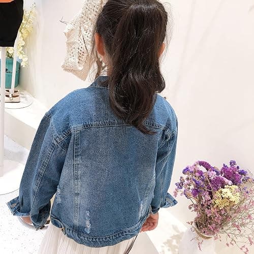 Girls Boys Jean Jacket for (4-14 Years Kids) Trendy Cozy Soft Ripped Denim Coat Casual Outerwear School Travel Teen Gift thumbnail 8