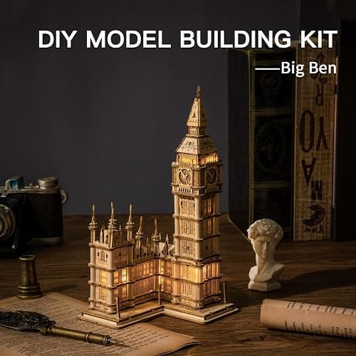 ROBOTIME 3D Puzzle for Adults Wooden Craft Kits for Teens DIY Construction Model Kit with LED Light to Build Educational Big Ben Set Toys Birthday Gifts thumbnail 5