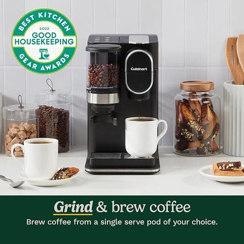 Cuisinart Single-Serve Coffee Maker + Coffee Grinder with 8, 10, and 12 oz. Serving Size, Compatible with Single-Cup Pods, 48-Ounce Removable Reservoir, Stainless Steel, DGB-2SS | 48-Ounce, Removable Reservoir, 120 volts, Stainless Steel thumbnail 4