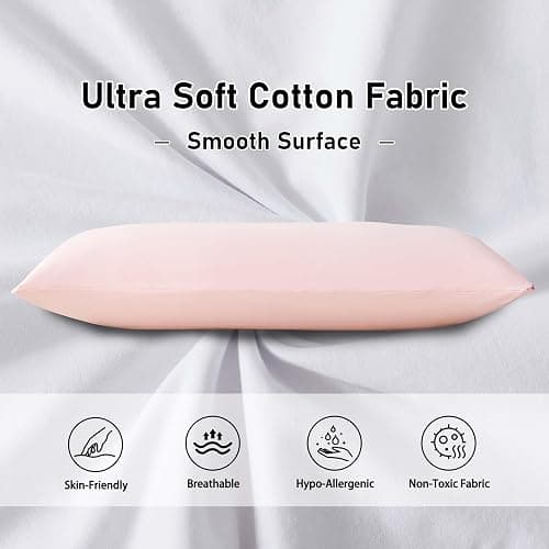 WhatsBedding Memory Foam Body Pillow with Removable Zippered Pillow Case - Pink thumbnail 5