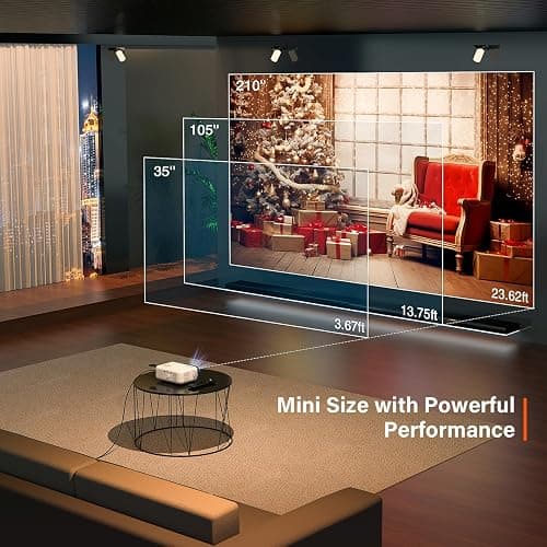 Mini Projector, VOPLLS 1080P Full HD Supported Video Projector, Portable Outdoor Home Theater Movie Projector, 50% Zoom, Compatible with HDMI, USB, AV, Smartphone/Tablet/Laptop (Small Projector) thumbnail 3