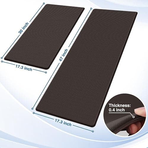 StepRite Kitchen Mats, 2PCS Kitchen Rugs, Cushioned Anti Fatigue Kitchen Mats for Floor, Non-Slip Standing Desk Mat, Waterproof Kitchen Rug Set for Kitchen, Floor, Office,17.3"x30"+17.3"x47",Chocolate thumbnail 2