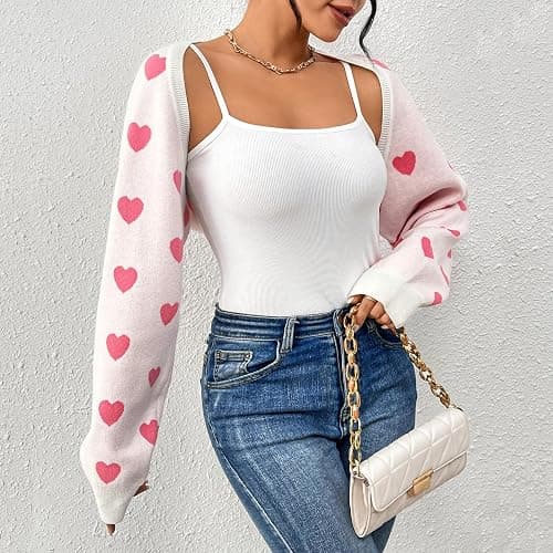 Durio Women Y2K Bolero Shrug Long Sleeve Knit Cropped Cardigan | Stretchy Open Front Sweater with Drop Shoulders, Perfect for Halloween Costumes, Parties & Festivals Outfits, Casual Days thumbnail 3