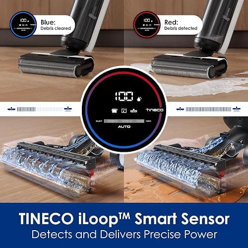 Tineco Floor ONE S5 Smart Cordless Wet Dry Vacuum Cleaner and Mop for Hard Floors, Digital Display, Long Run Time, Great for Sticky Messes and Pet Hair, Space-Saving Design, Blue thumbnail 4