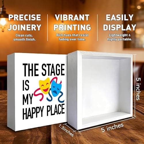 Theater Gifts, Musical Theater Decor, The Stage is My Happy Place Theatre Home Wooden Box Sign, Gifts for Musical Lovers thumbnail 3