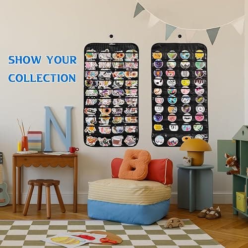 Monciysn 2 Pack Hanging Sticker Display, Double-Sided 80 Pockets Wall Hanging Sticker Organizer Storage, Sticker Holder for Vendor Events and Trade Shows (Black) thumbnail 4