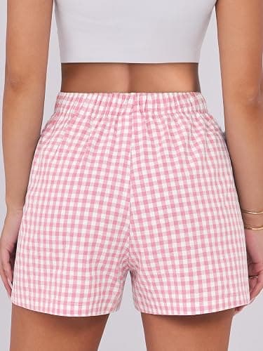 ANRABESS Boxer Shorts for Women Gingham Pajama 2026 Summer Casual Lounge Sleep Plaid Shorts Y2K Beach Bottoms thumbnail 3