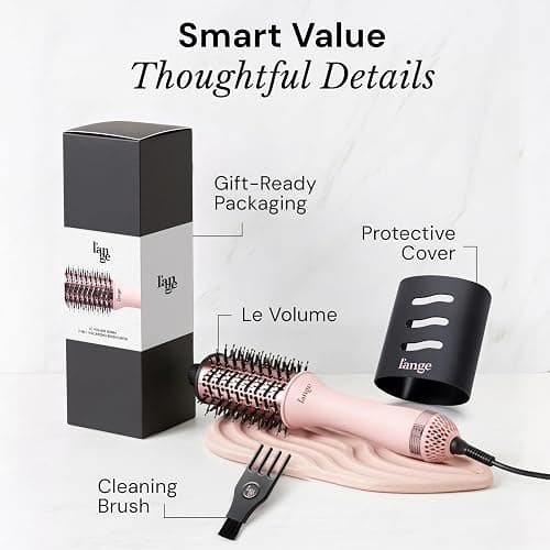 L'ANGE HAIR Le Volume 2-in-1 Titanium Blow Dryer Brush | Frizz Control Blowout Hair Dryer Brush For Drying and Styling | Volumizing Hot Air Styler For All Hairstyles | Oval Barrel | Blush - 60mm thumbnail 8