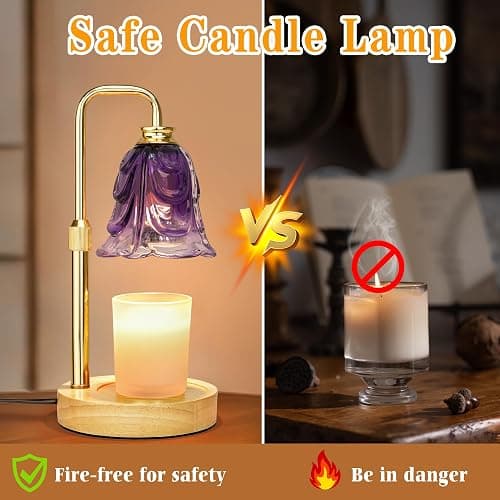 XJZJY Candle Warmer Lamp with Timer Dimmer, Adjustable Height Purple Candle Wax Warmer, Christmas Birthday Gift for Mom Women, House Warming Gifts for New Home Bedroom Decor,Gradient Purple thumbnail 4