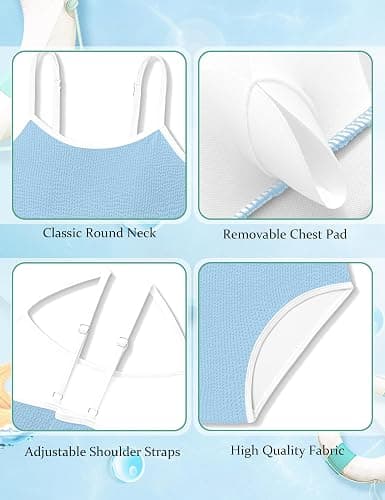 ZAANTI Girls Swimsuit Two Piece Scoop Neck Solid Color Bikini Set Adjustable Strap High Waist Bathing Suit for Girls 9-16Y thumbnail 6