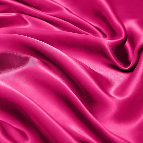 Vonty Satin Sheets Queen Size Silky Soft Satin Bed Sheets Hot Pink Sheet Set, 1 Deep Pocket Fitted Sheet + 1 Flat Sheet + 2 Pillowcases thumbnail 7
