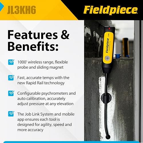 Fieldpiece - Job Link System HVACR Wireless Probe Kit - JL3KH6 - Fast Accurate Temps with Rapid Rail Technology - HVAC Tools with Padded Case thumbnail 2