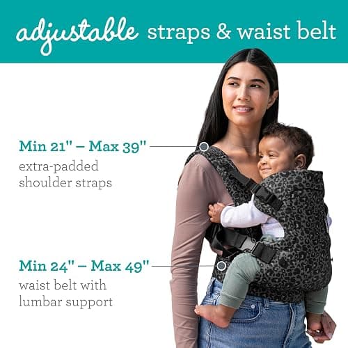 Infantino Flip Advanced 4-in-1 Baby Carrier - Ergonomic, Convertible, Face-in and Face-Out Front and Back Baby Carrier for Newborn to Toddler 8-32 lbs, Black & Gray Leopard thumbnail 4