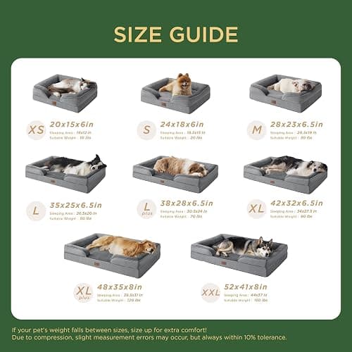 Bedsure Orthopedic Dog Beds Large Sized Dog - Washable Large Dog Cat Bed Waterproof, Comfort Dogs Couch Sofa with Washable Removable Cover, Pet Bed with Nonskid Bottom, Grey, 35" thumbnail 7