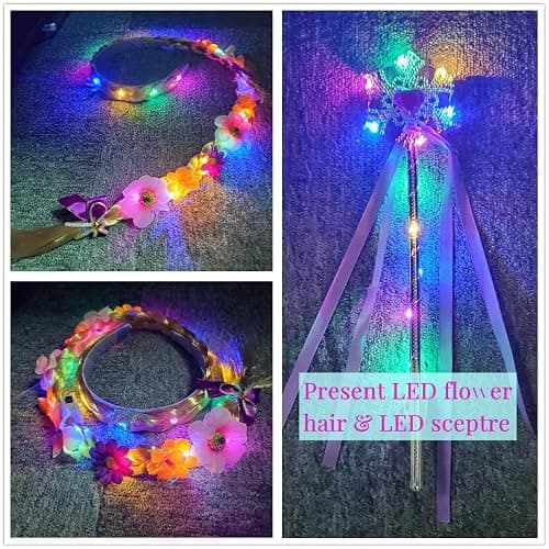 Letsglow Light Up Girl Princess Costume Dress for Birthday Cosplay Party Outfit Purple Princess Dress Up thumbnail 3