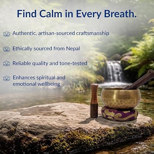 Tibetan Hand Made Singing Bowl – Authentic Nepalese Hand Beaten Meditation Bowl Set with Cushion & Mallet – Sound Healing Bowl for Yoga, Mindfulness & Chakra Therapy(8.5cm) thumbnail 4