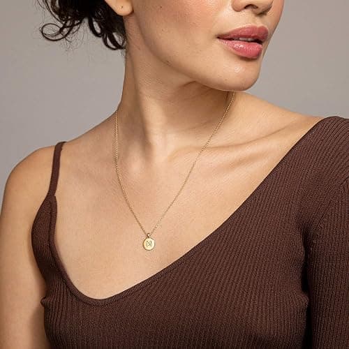 PAVOI 14K Gold Plated Initial Letter Pendant Necklace for Women | Gold Alphabetical Initial Necklace thumbnail 4
