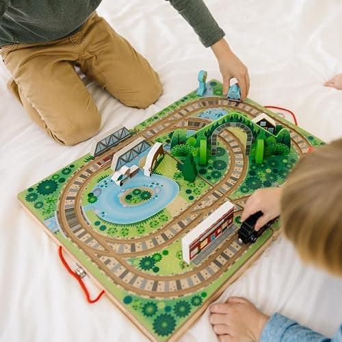Melissa & Doug Take-Along Railroad Tabletop Playset with Wooden Train Toys, Animals & Scenery Play Pieces, Preschool Learning Toys for Girls & Boys 3+ - FSC Certified thumbnail 8