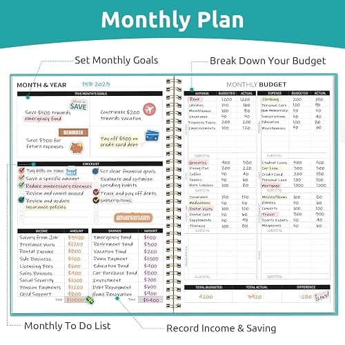 Budget Planner - Monthly Budget Book with Expense Tracker Notebook, Undated Bill Organizer & Finance Planner to Take Control of Your Money, 2025-2026 Account Book to Manage Your Finances-Blue - C.Blue thumbnail 3