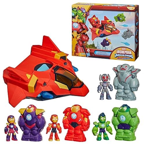 Disney Jr. Series Marvel’s Iron Man and his Awesome Friends Ultimate Giant-Sized Armor Iron Jet Toy Set, 3-Inch Action Figures, Armor Suits, Vehicle thumbnail 3