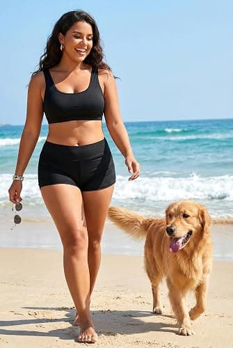 Tempt Me Women's Swim Shorts High Waisted Swimsuit Shorts Adjustable Ruched Side Boyshorts Tummy Control Bathing Suit Bottom thumbnail 3
