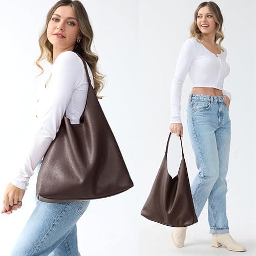 Hobo Bags for Women Soft Vegan Leather Shoulder Handbag Slouchy Tote Purses thumbnail 2