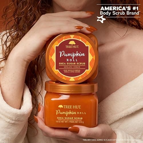 Tree Hut Pumpkin Roll Body Scrub, Exfoliating Sugar Scrub, Vegan, 18 Oz | Exfoliating & Nourishing with Shea Butter & Essential Oils, Body Exfoliator for All Skin Types, Self Care Gifts for Women thumbnail 9