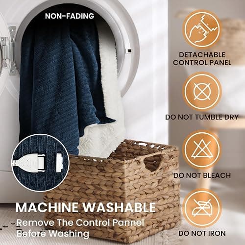 blunique Heated Throw Blanket, 50"x60"Ultra Soft Cozy Chenille Electric Blanket with 10 Heating Levels & 2-10H Auto-Off, Fasting Heating for Couch/Bed, ETL Certified, Machine Washable(Navy) thumbnail 7