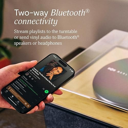 House of Marley Rise Up Giradischi Bluetooth con Casse Integrate - Giradischi Vinili a 3 velocità, Streaming a 2 vie, Finitura in Bambù e Coperchio Antipolvere, Realizzato in Modo Sostenibile thumbnail 8