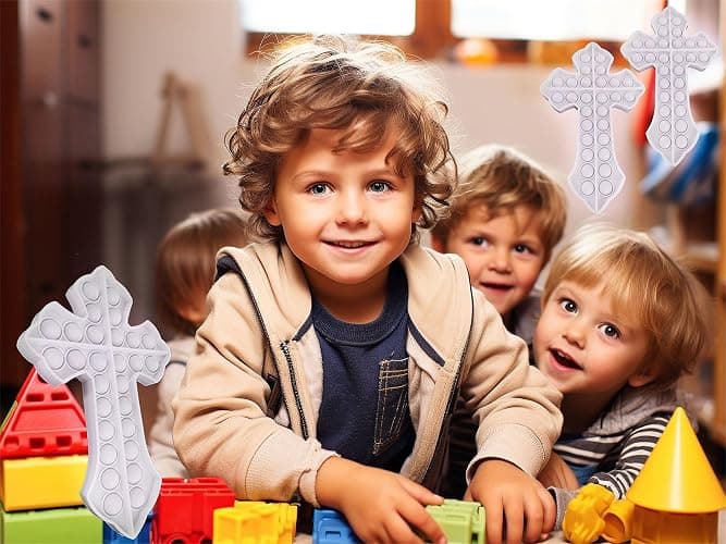 3 Packs Religous Cross Bubble Pop Fidget ,Push Stress Relief Educational Tool for Kids Adult thumbnail 5