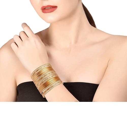 Touchstone "Colorful 2 Dozen Bangle Collection Indian Bollywood Alloy Designer Jewelry Special Large Size Bangle Bracelets Set of 24 in Gold Tone for Women. thumbnail 2