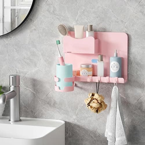 Floating Shelves for Bedside Shelf Accessories Organizer, Wall Mount Self Stick On, Cute Room Decor Aesthetic, Girls Room Decor, Cool Stuff for Bedroom Storage and Organization (Pink) thumbnail 7